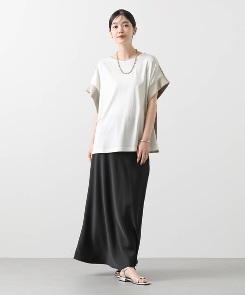 tシャツ 異素材バイカラー２ＷＡＹカットソー レディース Gready Brilliant tシャツ 異素材バイカラー2WAYカットソー