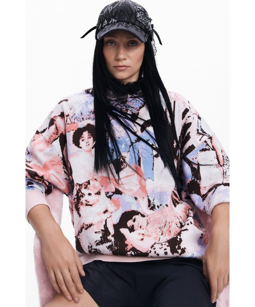 ニット セーター 「Desigual×Maria Escote」ヴィクトリアンプリントフーディー レディースの画像