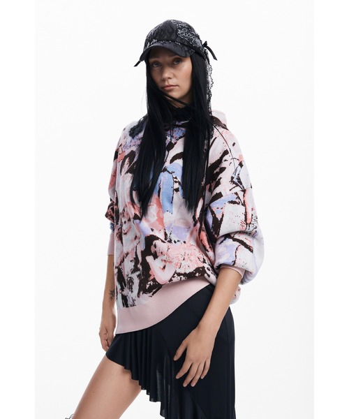 ニット セーター 「Desigual×Maria Escote」ヴィクトリアンプリントフーディー レディースの画像