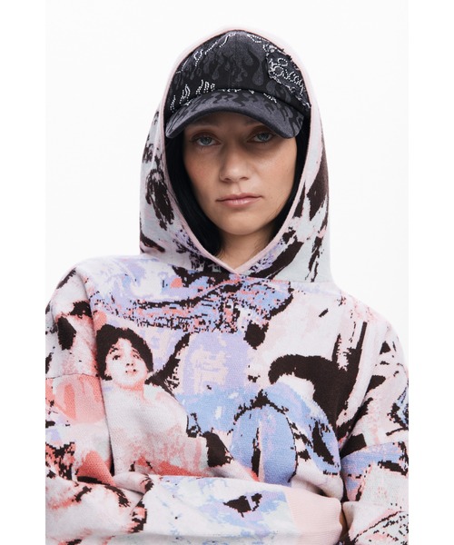 ニット セーター 「Desigual×Maria Escote」ヴィクトリアンプリントフーディー レディースの画像
