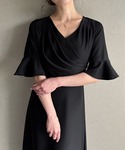 ワンピース 半袖 カシュクールドレープワンピースの詳細画像1