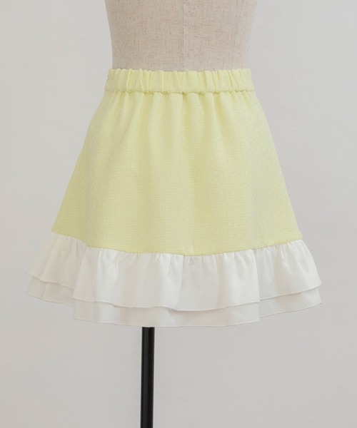 PriCHOU スカート Frill Tweed Skirt/フリルツイードスカート