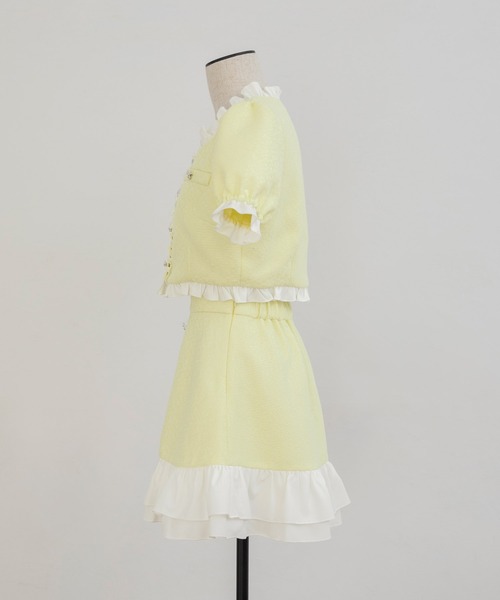 PriCHOU スカート Frill Tweed Skirt/フリルツイードスカート