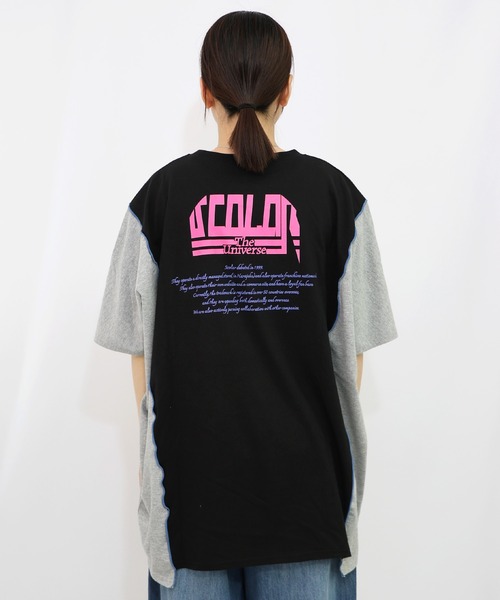 ScoLar チュニック 152708：惑星とネコ柄 切替チュニック