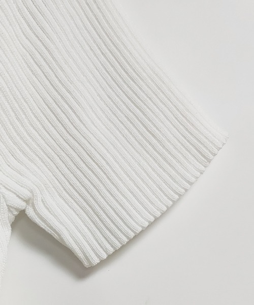 ReRe tシャツ フロントジップリブニットトップス レディース