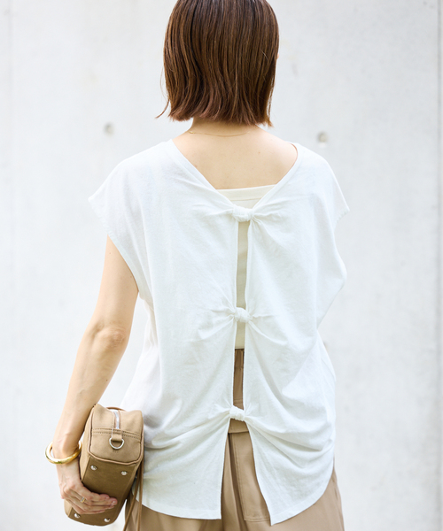 IENA tシャツ リネンコンバックノットプルオーバー レディース