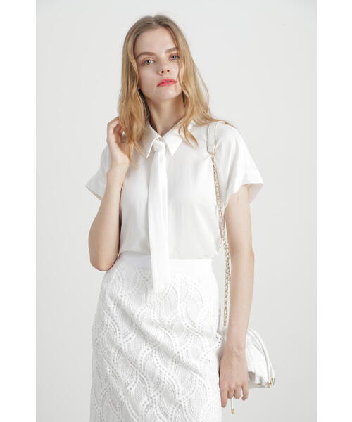 PINKY&DIANNE」 半袖ブラウス 38 ホワイト レディース ピンキーアンド