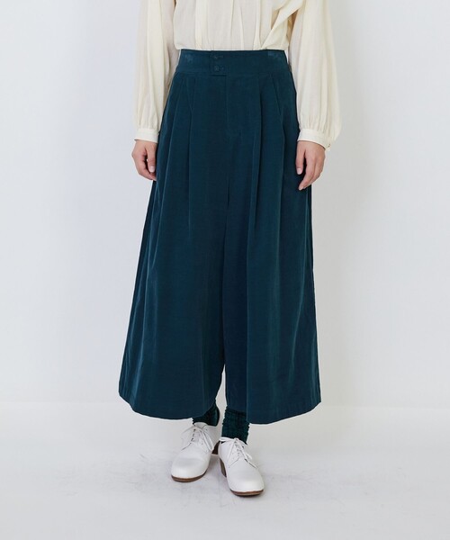 LOISIR パンツ 「MTサイズ有り」コットン細コールガウチョパンツ