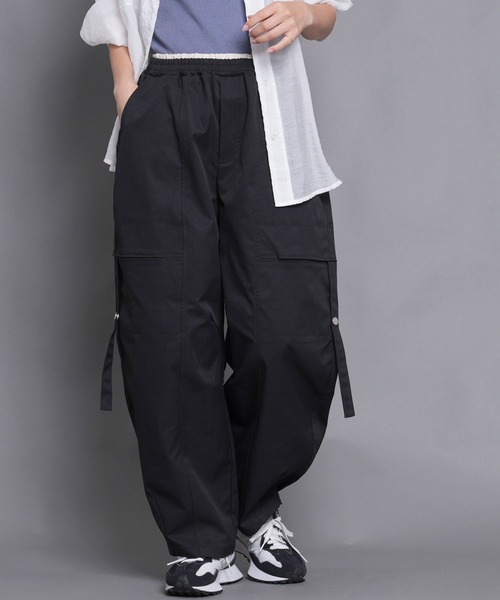 laulea カーゴパンツ Wインベルサイドポケストラップカーブパンツ