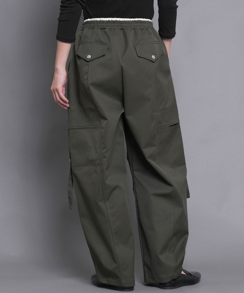 laulea ワイドパンツ カーゴパンツ Wインベルサイドポケストラップ