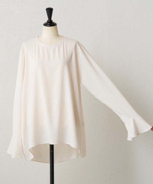 BEARDSLEY ブラウス シャツ フリルカフス後ろドレープTブラウス