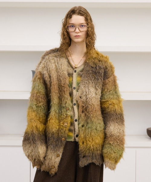soerte トレーナー スウェット Wool Blend Gradation Cardigan 