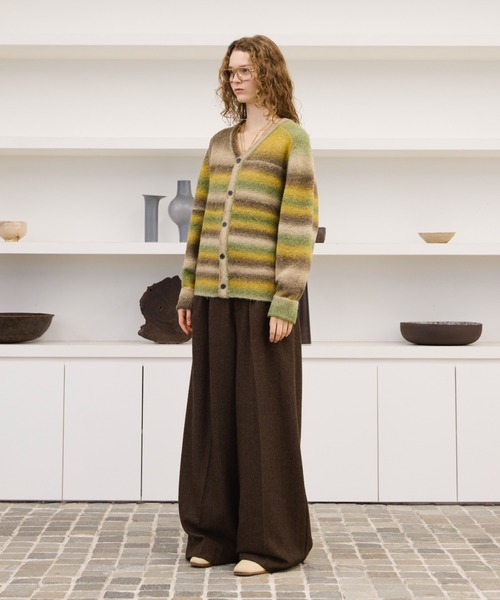 soerte トレーナー スウェット Wool Blend Gradation Cardigan 