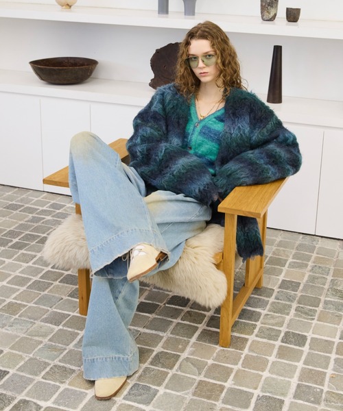 soerte トレーナー スウェット Wool Blend Gradation Cardigan 