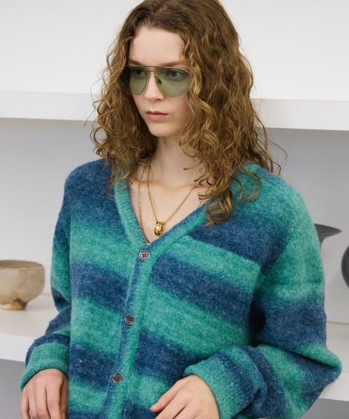 soerte トレーナー スウェット Wool Blend Gradation Cardigan 