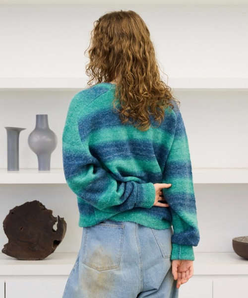 soerte トレーナー スウェット Wool Blend Gradation Cardigan