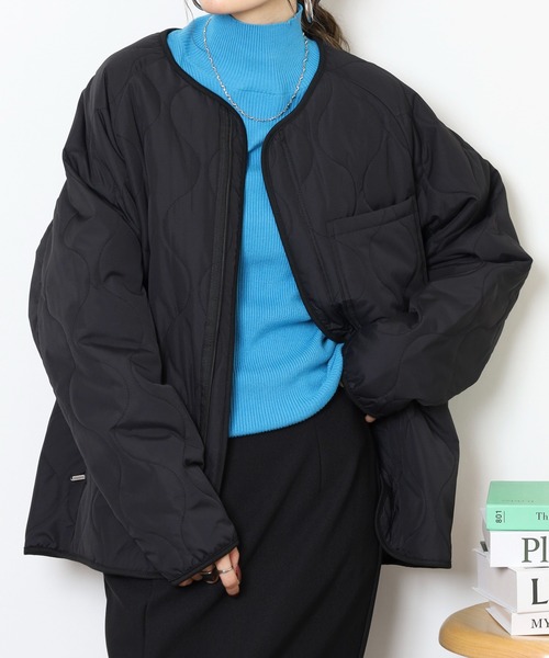 プリント　　中綿ノーカラージャケット FUNALIVE（ファンアライブ） ジャケット ノーカラージャケット