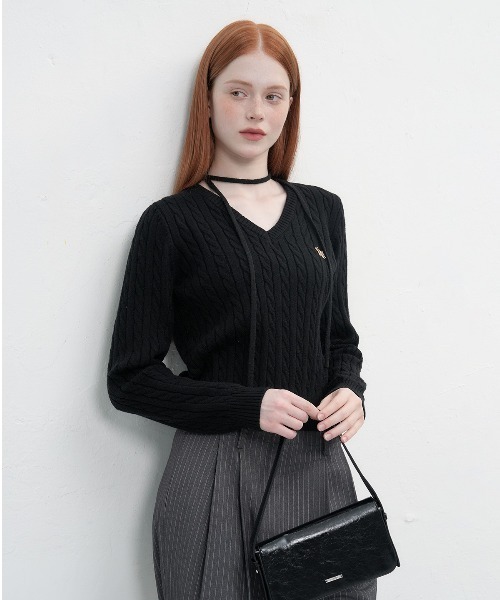 GENERAL IDEA ニット セーター wool cable v-neck pullover ウールV