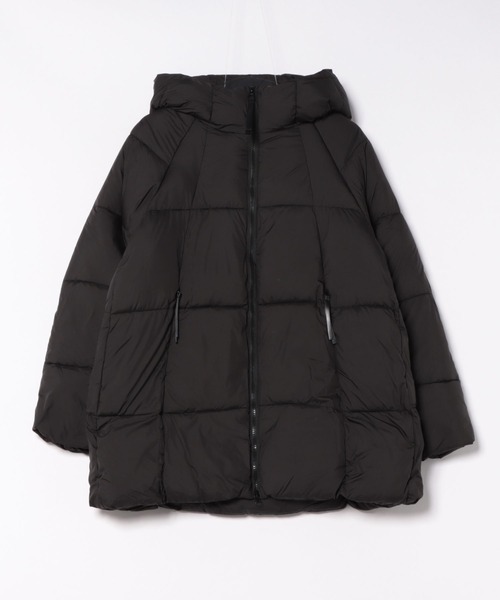 ダウンコート ダウンジャケット フード付きミドル丈ふんわりダウン