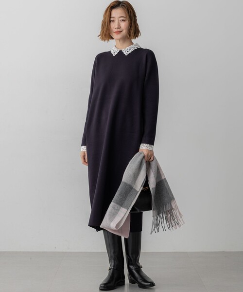 ワンピース ヴィスコースストレッチ レース襟 : ZOZOTOWN Yahoo!店