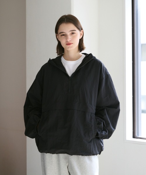 「flaner」 ナイロンブルゾン MEDIUM ブルーグリーン レディース_画像5