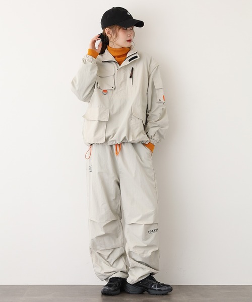 ボトムス ru FOXRUN（フォックスラン） パンツ ロゴ刺繍ナイロンワイドパンツ