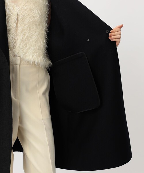 DES PRES（デプレ） ノーカラーコート コート ダブルフェイスツイル