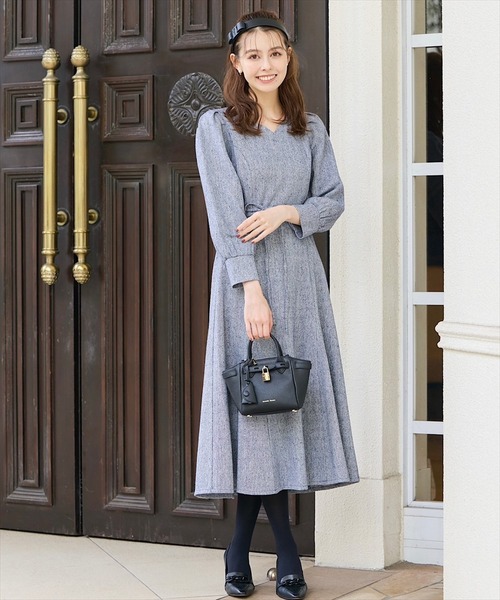 「SWINGLE」 長袖ワンピース MEDIUM グレー系その他6 レディース_画像8