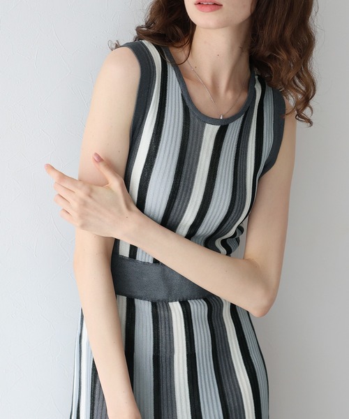 「J by blue」 ノースリーブワンピース MEDIUM チャコールグレー レディース_画像9
