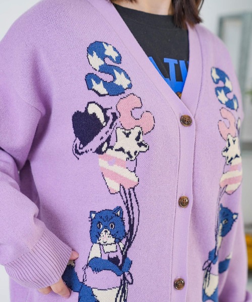 ScoLar（スカラー） カーディガン 153727：風船ネコちゃんジャガード