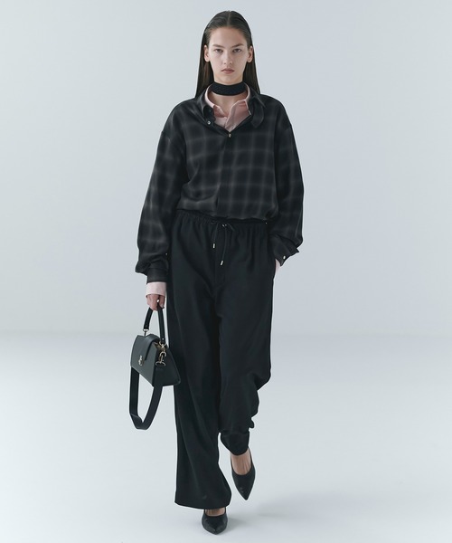 CULLNI クルニ ウインドペンチェック チンタブ プルオーバー ブラック 1 CULLNI（クルニ） シャツ Ombre Check Chin Tab Long Sleeve Shirt