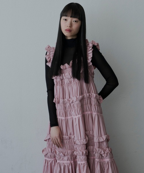 「PERNA」 ノースリーブワンピース MEDIUM ブラック レディースの画像