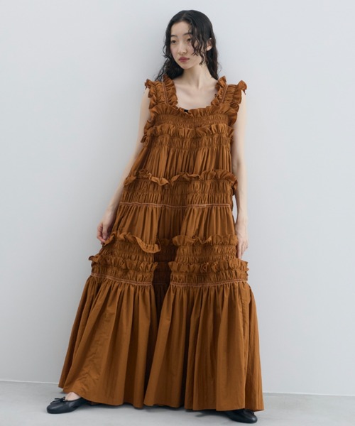 「PERNA」 ノースリーブワンピース MEDIUM ブラック レディースの画像