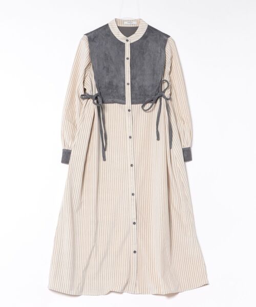 ワンピース SWITCH by ARCH Side Ribbon Stripe Shirts Onepiece