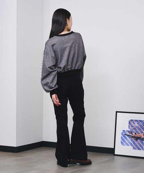 ROSE BUD(ローズバッド) トレーナー スウェット LAME RUFFLE SLEEVE ROSE BUD(ローズバッド) トレーナー スウェット LAME RUFFLE SLEEVE