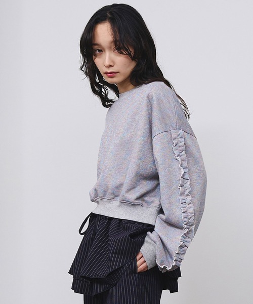 ROSE BUD（ローズバッド） トレーナー スウェット LAME RUFFLE SLEEVE