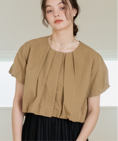OLUN tシャツ 半袖 balloon tuck blouse/バルーンタックブラウス 