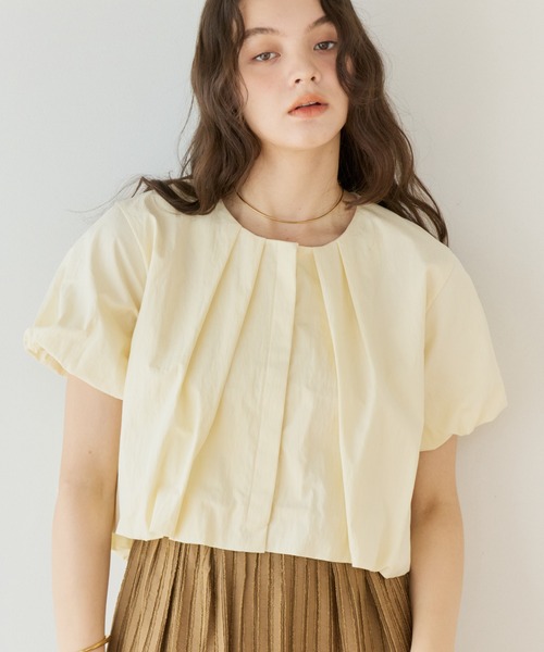 ワンピース OLUN balloon sleeve tuck onepiece OLUN tシャツ 半袖 balloon tuck blouse/バルーンタックブラウス