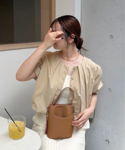 OLUN tシャツ 半袖 balloon tuck blouse/バルーンタックブラウス 