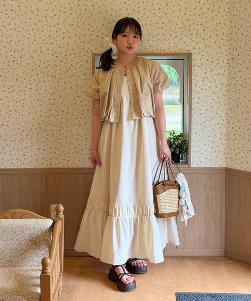 OLUN tシャツ 半袖 balloon tuck blouse/バルーンタックブラウス