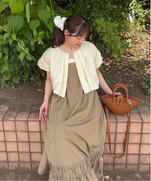 OLUN tシャツ 半袖 balloon tuck blouse/バルーンタックブラウス 