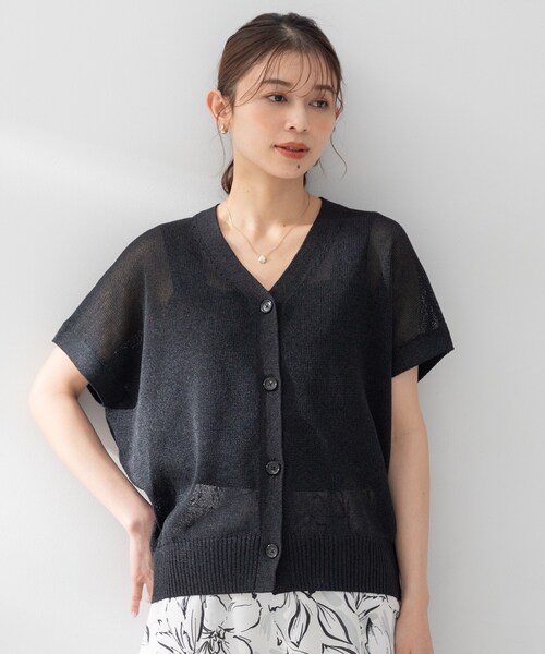 カーディガン 「洗える/清涼感」ドライタッチスリーブレスカーディガン レディースの画像