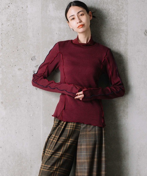 「MARECHAL TERRE」 長袖カットソー MEDIUM ワインレッド レディース_画像6
