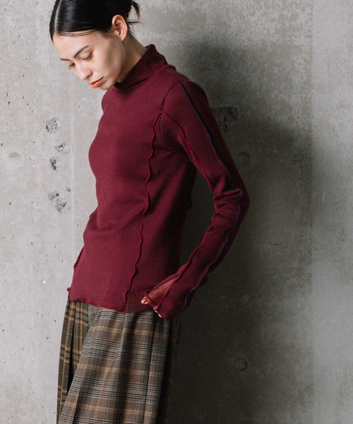 「MARECHAL TERRE」 長袖カットソー MEDIUM ワインレッド レディース_画像7