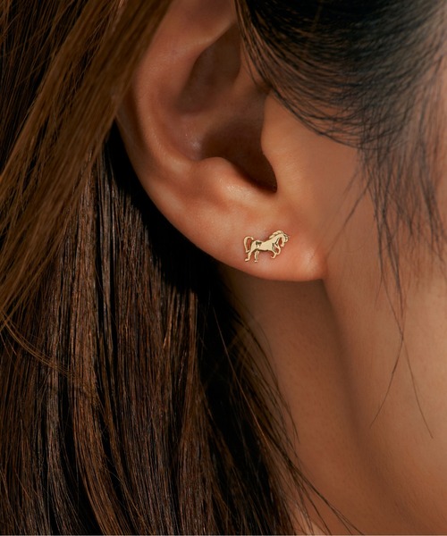 ピアス K10 馬/ホース ピアス レディース メンズの画像