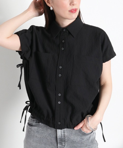 【ほぼ新品】アメノチハレ　半袖 トップス ブラック cepo（セポ） ブラウス シャツ 夏 半袖 「セットアップ対応」速乾