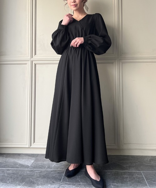 JUNOAH（ジュノア） 長袖ワンピース LARGE グレイッシュベージュ