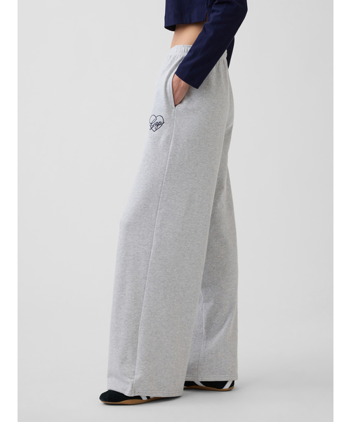 ワイドパンツ スウェットパンツ ジャージ フレンチテリー ハート GAPロゴ バギー ワイドスウェットパンツ レディースの画像