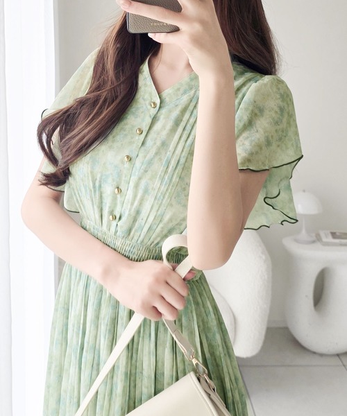 「mily bilet」 半袖ワンピース LARGE グリーン レディース_画像2