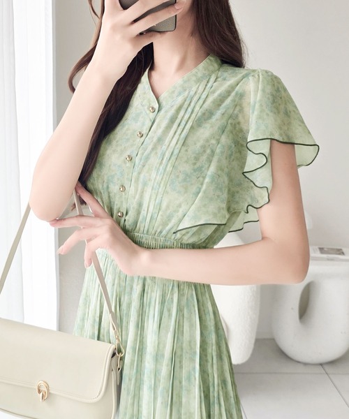 「mily bilet」 半袖ワンピース LARGE グリーン レディース_画像3